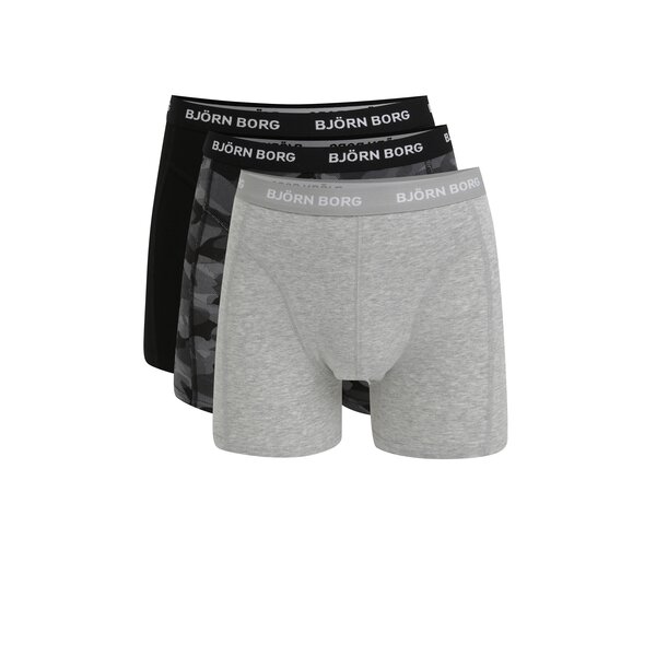 Set de 3 perechi de boxeri negru & gri cu print - Björn Borg