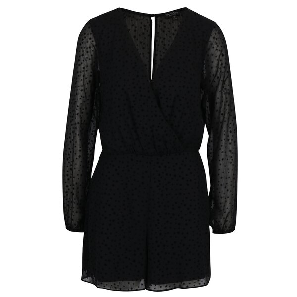 Salopeta neagra cu pantaloni scurti si model cu stele - Miss Selfridge