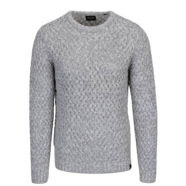 Pulover gri melanj cu model zig zag ONLY & SONS Odin