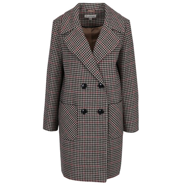 Jacheta cu revere si model houndstooth crem & negru - Miss Selfridge