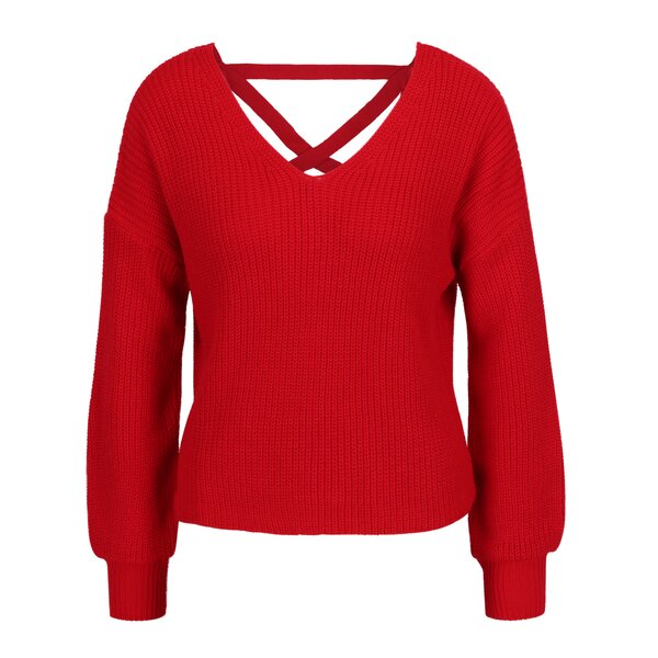 Pulover rosu tricotat cu bretele incrucisate la spate - Miss Selfridge