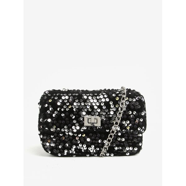 Geanta plic crossbody neagra cu paiete argintii - Miss Selfridge