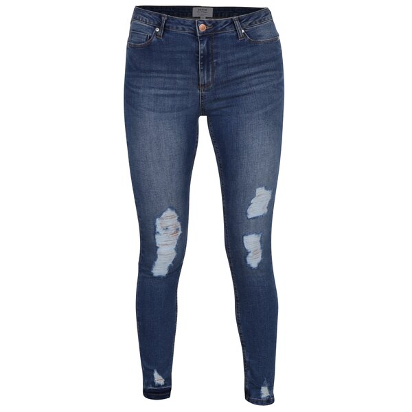 Blugi albastri cu talie inalta si aspect deteriorat - Miss Selfridge