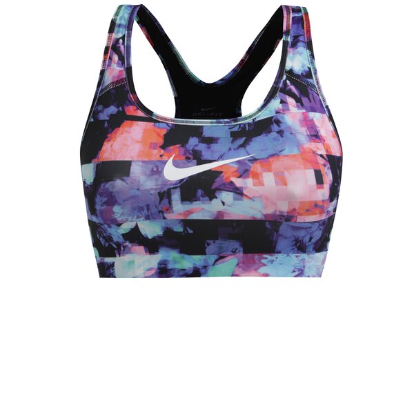 Bustier sport negru cu print abstract Nike Swoosh Flower