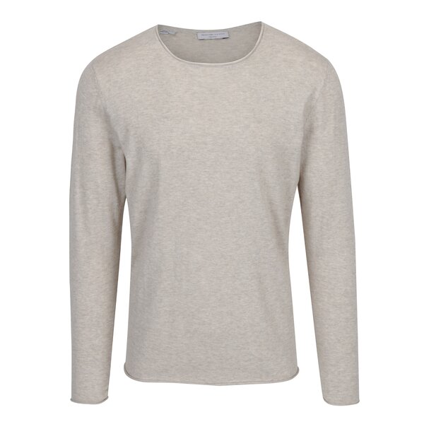 Pulover subtire bej din bumbac cu amestec de matase - Selected Homme Dome