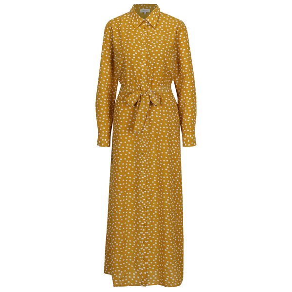 Rochie format retro maxi ocru cu print buline - Selected Femme Chanie