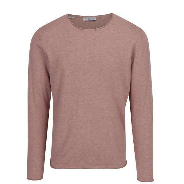 Pulover subtire roz prafuit din bumbac cu amestec de matase - Selected Homme Dome