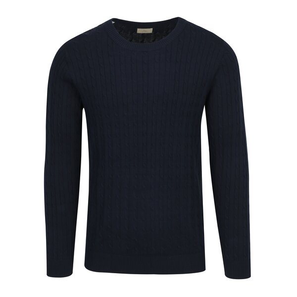 Pulover bleumarin din bumbac organic cu torsade - Selected Homme Clayton