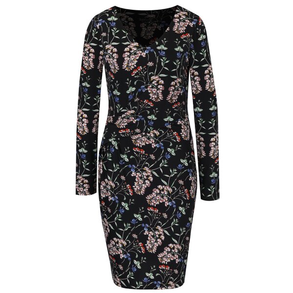 Rochie neagra cu print floral Smashed Lemon