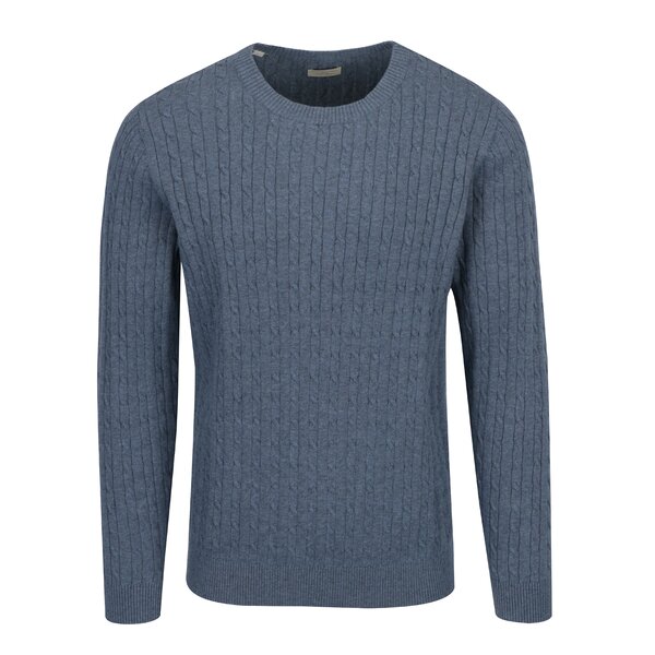 Pulover albastru din bumbac organic cu torsade - Selected Homme Clayton