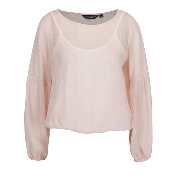 Bluza roz deschis cu fir metalic si maneci balon raglan Dorothy Perkins