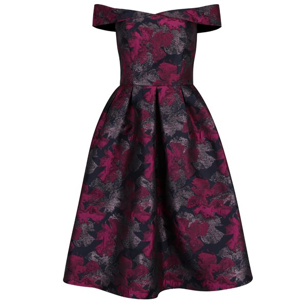 Rochie neagra cu model floral si umeri expusi Dorothy Perkins