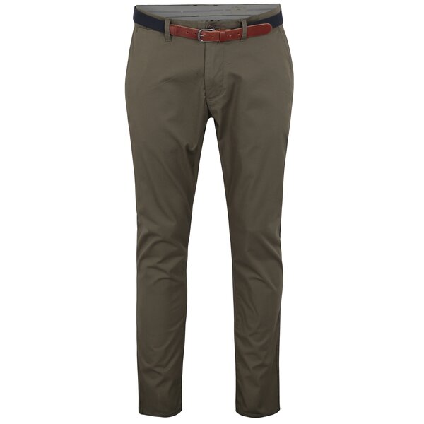 Pantaloni chino kaki slim fit cu curea - Selected Homme Yard