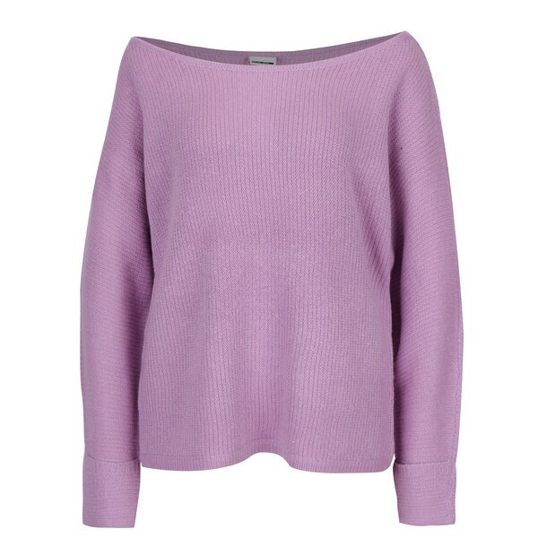 Pulover mov cu decolteu barcuta din amestec de mohair Noisy May Abbey