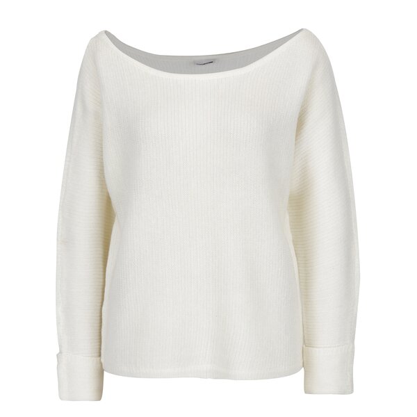 Pulover crem cu decolteu barcuta din amestec de mohair Noisy May Abbey