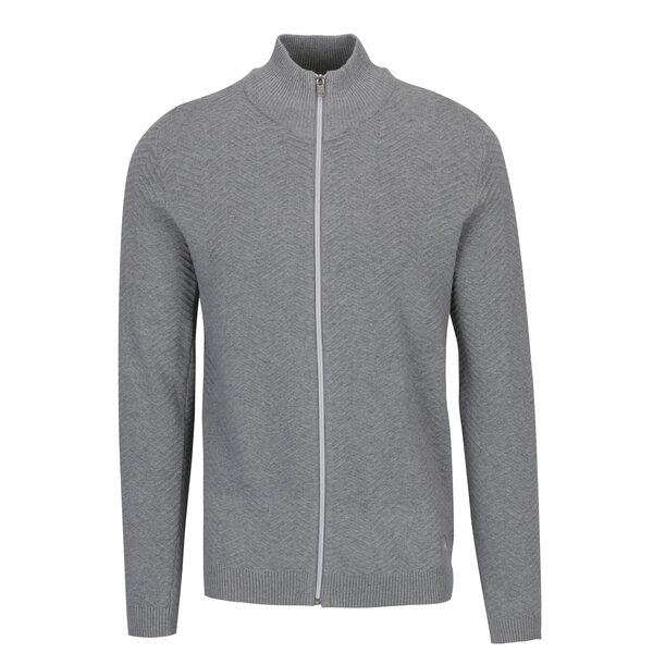 Cardigan gri cu guler inalt si fermoar - Lindbergh