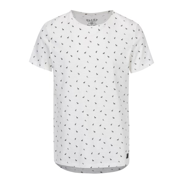 Tricou crem din bumbac cu print caprioare&cerbi - Blend