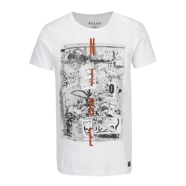 Tricou crem din bumbac cu print - Blend