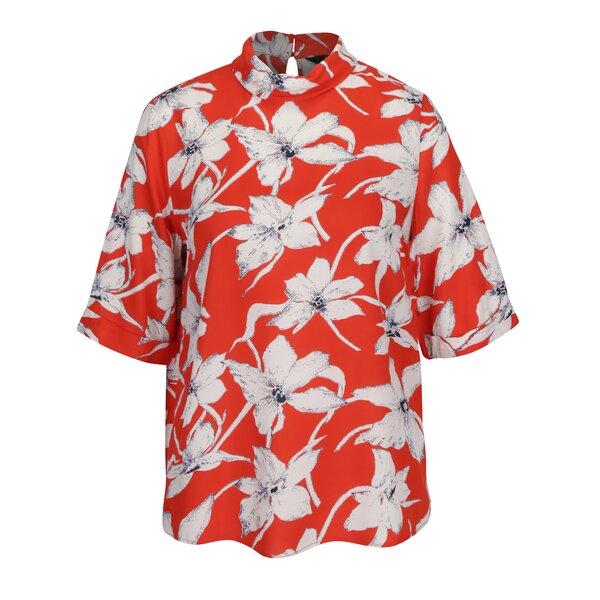 Bluza rosie cu print floral si maneci 3/4 VERO MODA July