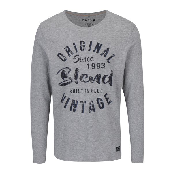 Bluza slim fit gri melanj cu print - Blend