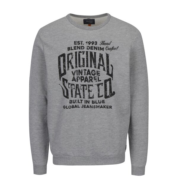 Bluza sport gri melanj cu print text - Blend