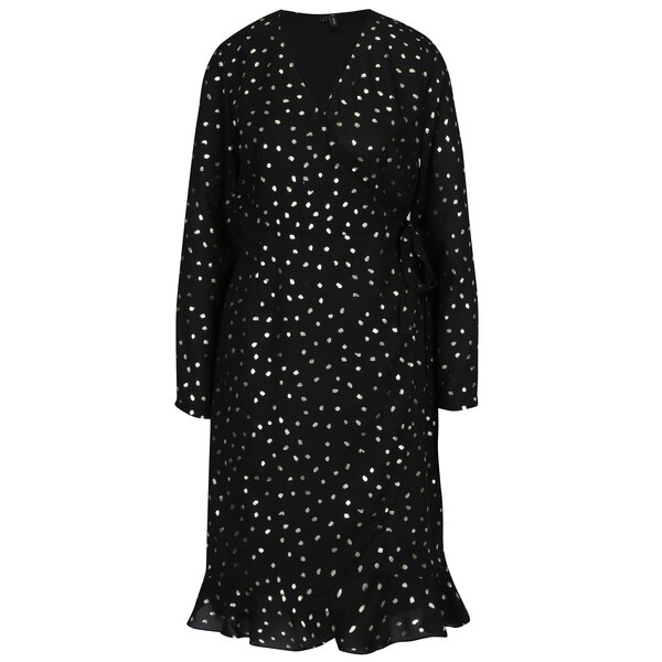 Rochie neagra cu print buline si volane VERO MODA Henna