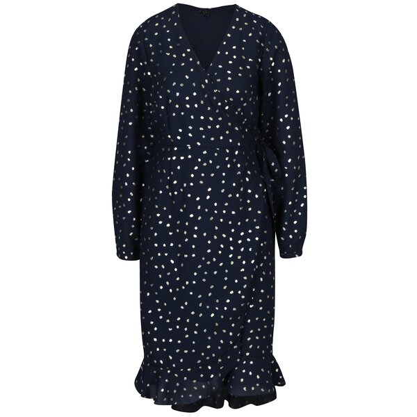 Rochie bleumarin cu print buline si volane VERO MODA Henna