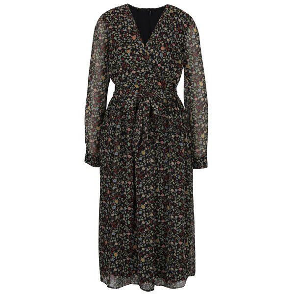 Rochie neagra cu print floral si maneci transparente VERO MODA Venice