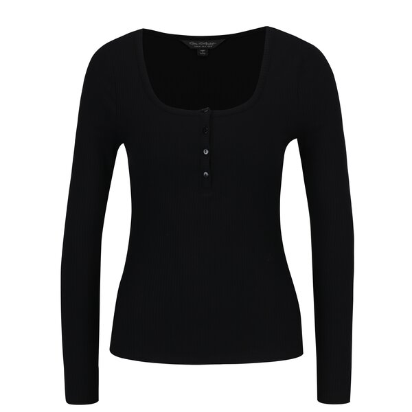 Bluza neagra cu nasturi si dungi in relief Miss Selfridge