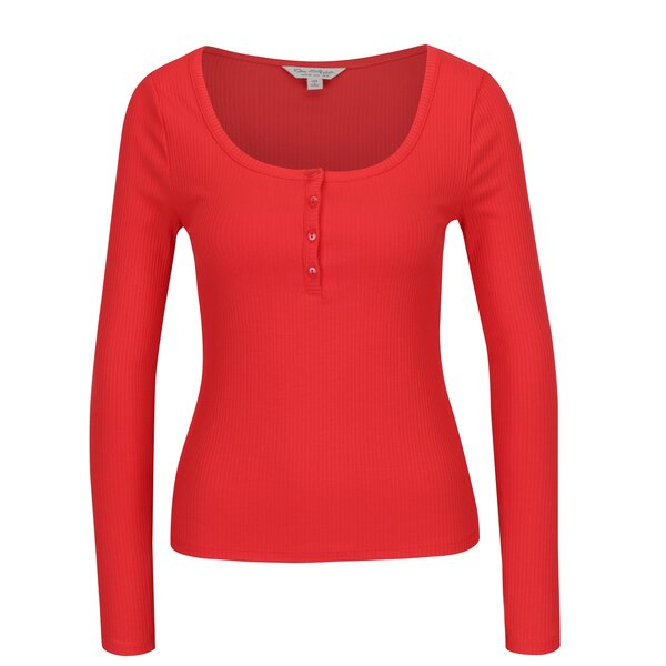 Bluza rosie cu nasturi si dungi in relief Miss Selfridge