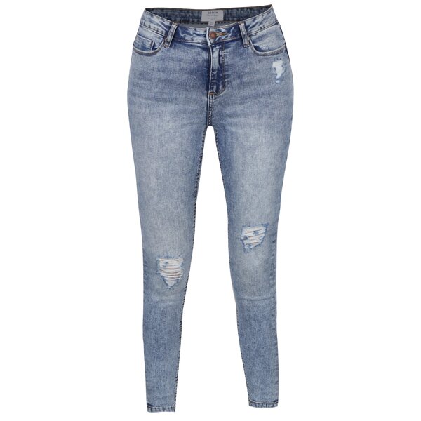 Blugi cropped albastru deschis cu talie inalta si aspect deteriorat Miss Selfridge