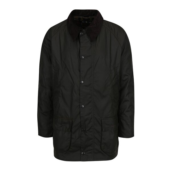 Jacheta verde inchis cu guler raiat Barbour Bristol Wax