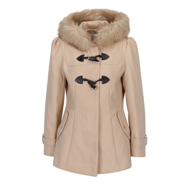 Jacheta bej cu blana artificiala Miss Selfridge Petites