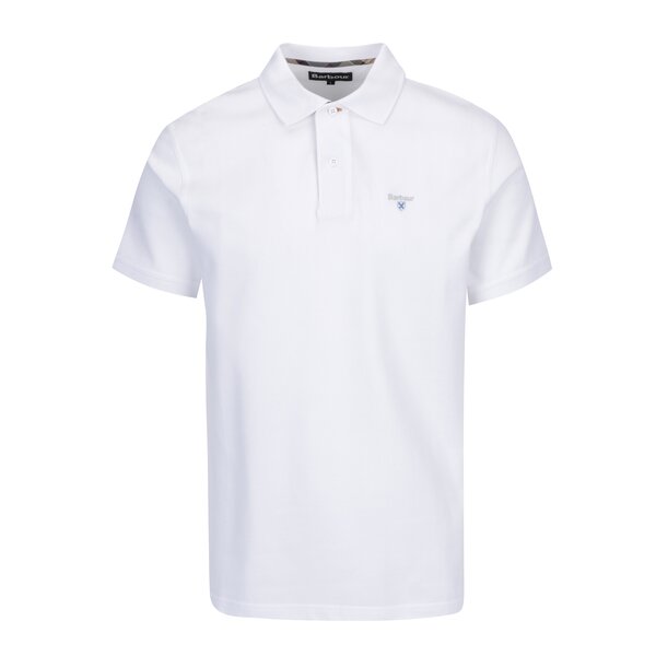 Tricou poloalb cu logo brodat Barbour Tartan Pique