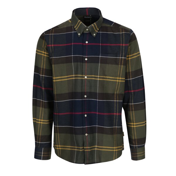 Camasa tailored fit verde in carouri cu guler buttons down Barbour Rannoch