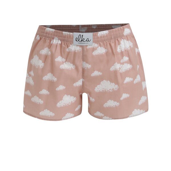 Boxeri roz cu print nori pentru femei - El.Ka Underwear