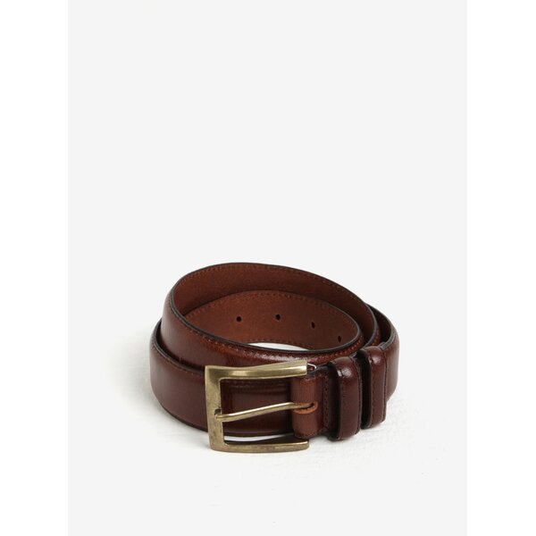 Curea maro din piele naturala cu catarama aurie - Barbour Giftbox