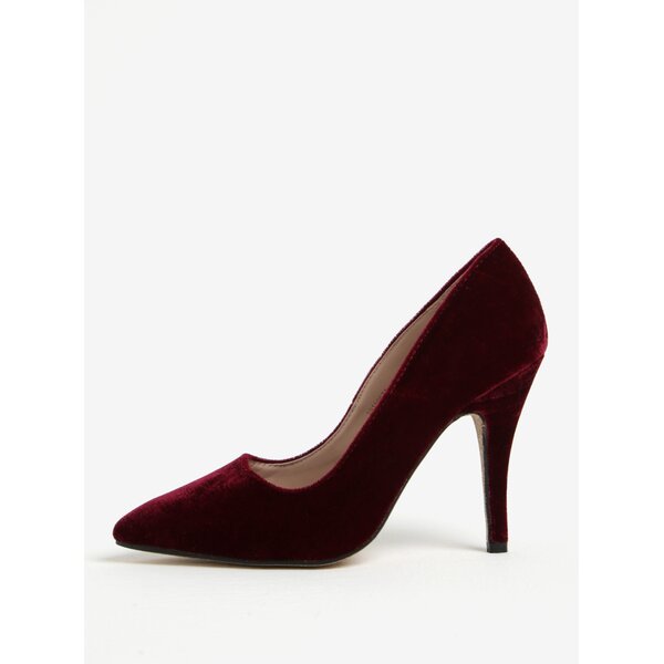 Pantofi bordo cu toc cui si aspect catifelat Dorothy Perkins
