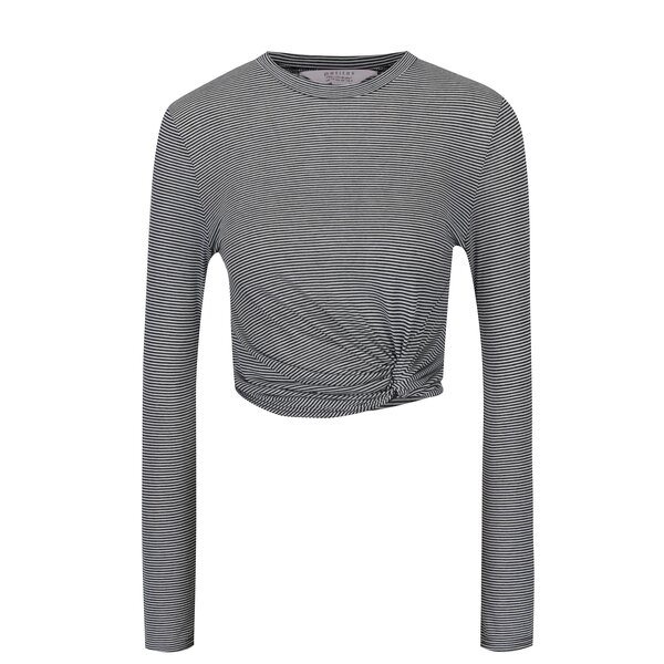 Bluza crop negru&alb in dungi cu nod decorativ Miss Selfridge Petites
