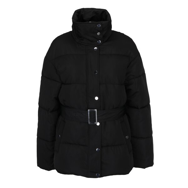 Geaca matlasata neagra cu cordon in talie Miss Selfridge