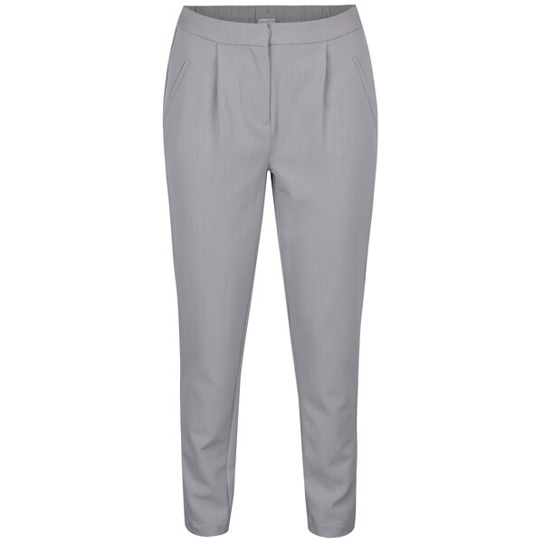 Pantaloni conici gri deschis cu buzunare si pense - VILA Rena