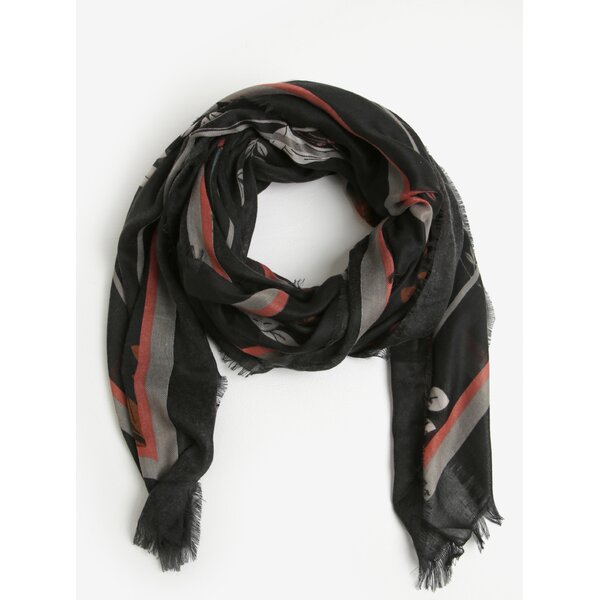 Fular subtire negru cu model - Pieces Amelia