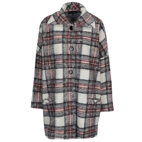 Palton oversized cu model Tartan si nasturi Kvinna