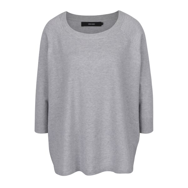 Pulover oversized gri deschis cu maneci 3/4 VERO MODA Karis