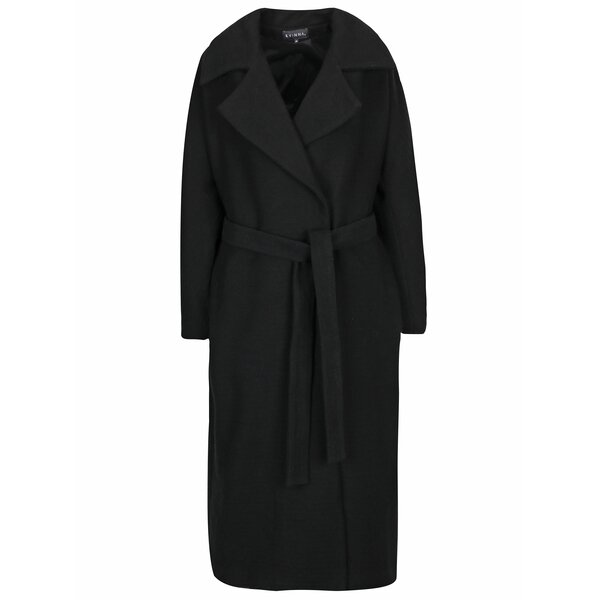 Palton negru oversized cu cordon Kvinna