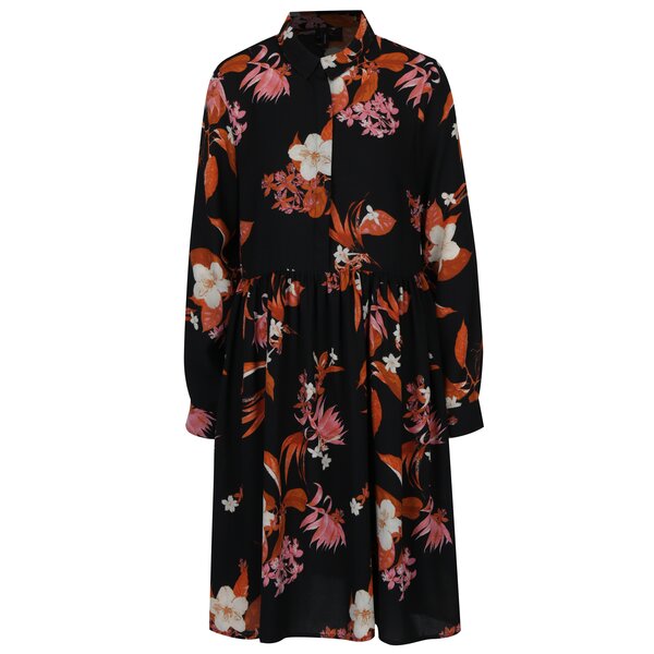 Rochie camasa neagra cu print floral VERO MODA Aya