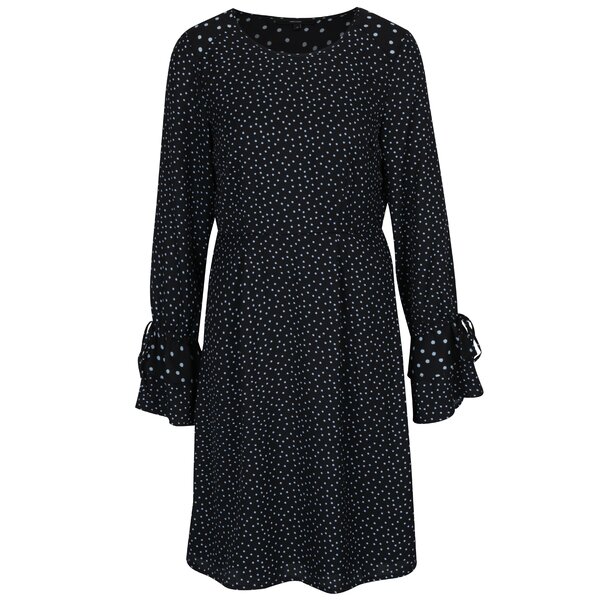 Rochie negru&albastru cu buline si maneci clopot VERO MODA Dragana