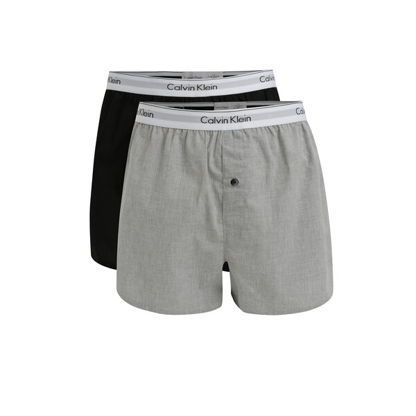 Set de 2 perechi de boxeri gri & negru cu logo - Calvin Klein