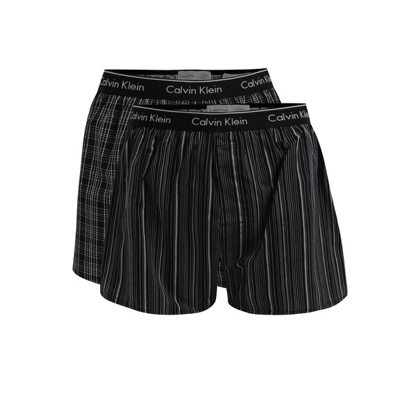 Set de 2 perechi de boxeri negri cu print si logo - Calvin Klein