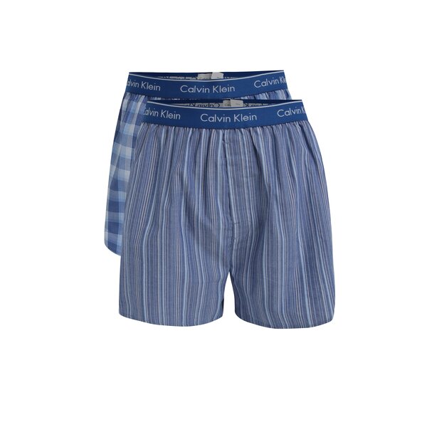 Set de 2 perechi de boxeri albastri cu print si logo - Calvin Klein
